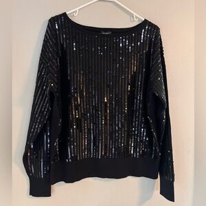 Halogen Black Sequin Sweater womens XL long sleeve soft party holiday NWT fun!
